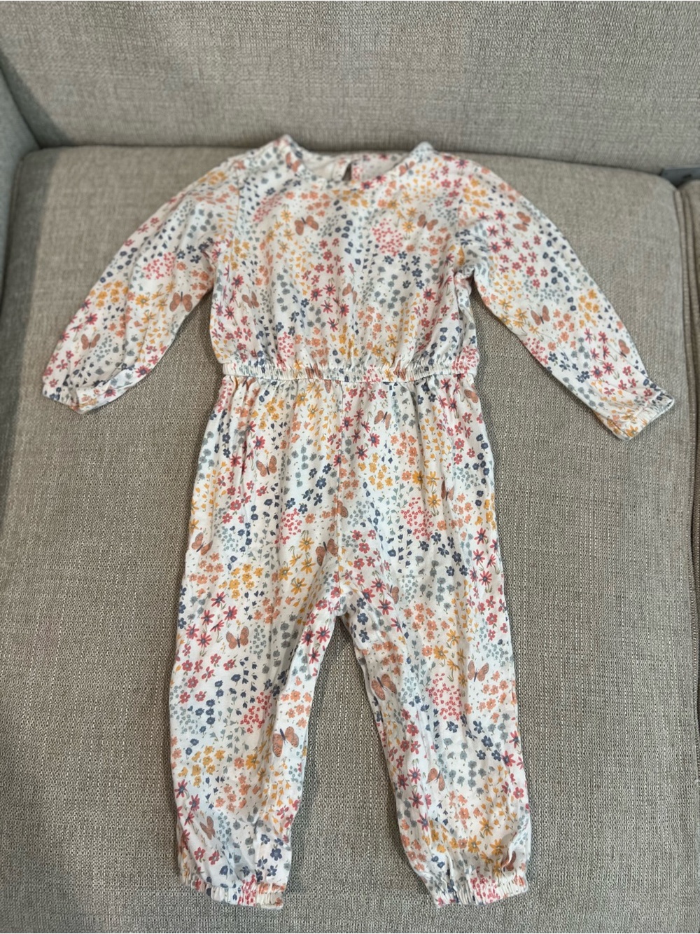 Old Navy Girls' Floral Jumpsuit - White with Pink, Flowers Size 18-24 Months